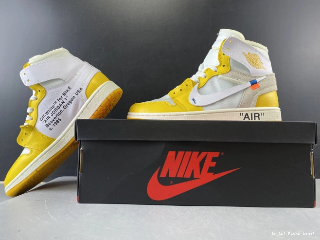 Jordan Powder Air White Off-White AQ0818-149 Yellow-Cone x 1 Dark NRG 0627